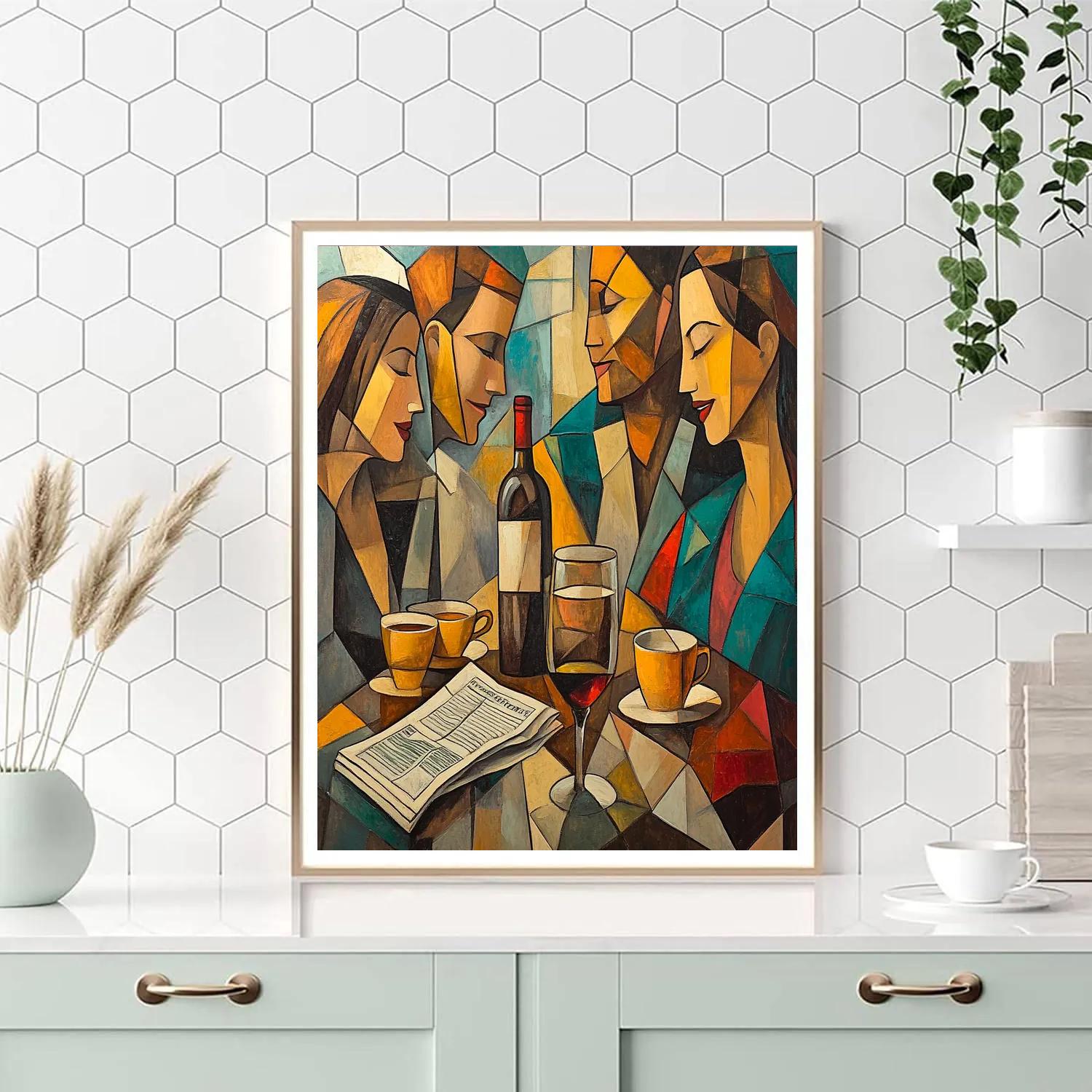 Pablo Picasso Inspired Abstract Cafe Friends paint by color