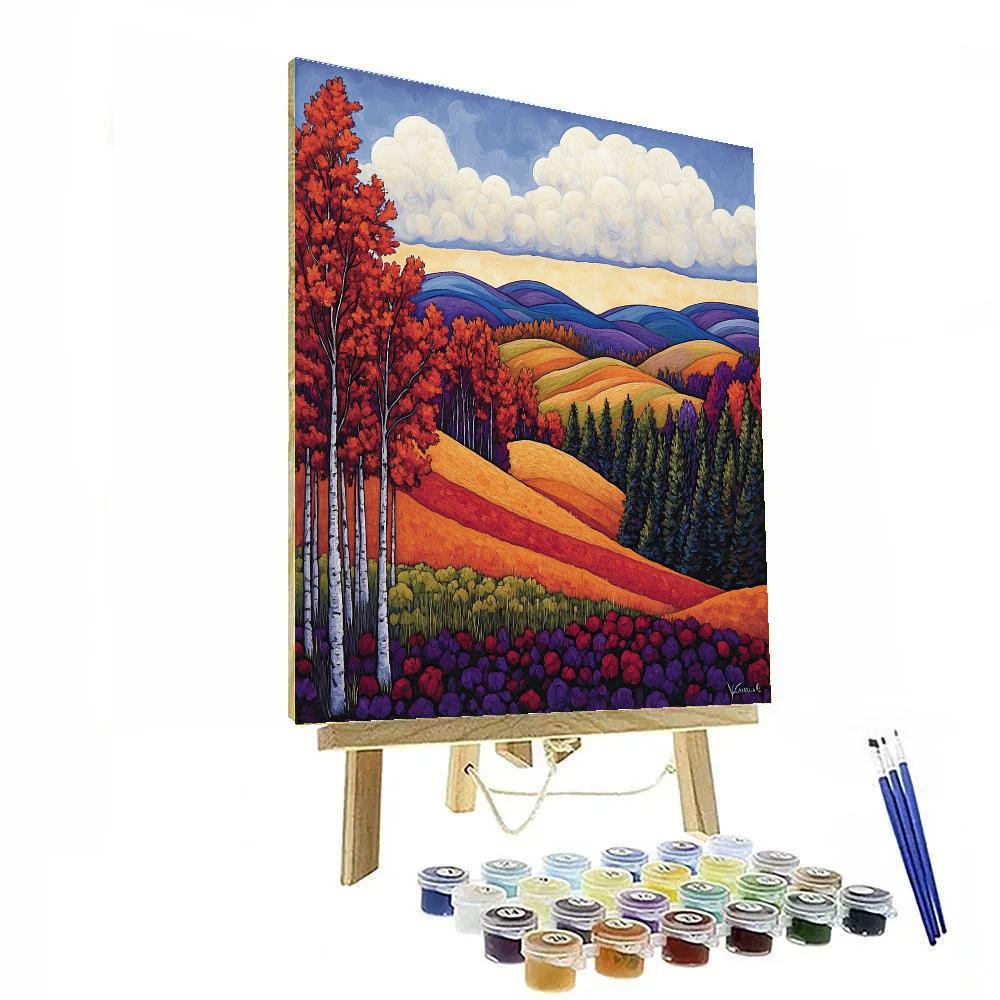 J. E. H. MacDonald Inspired Algoma Escarpment In Autumn Blaze paint by numbers