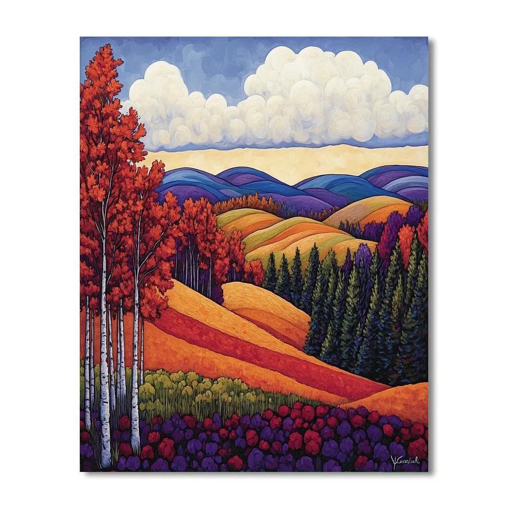 J. E. H. MacDonald Inspired Algoma Escarpment In Autumn Blaze paint by numbers
