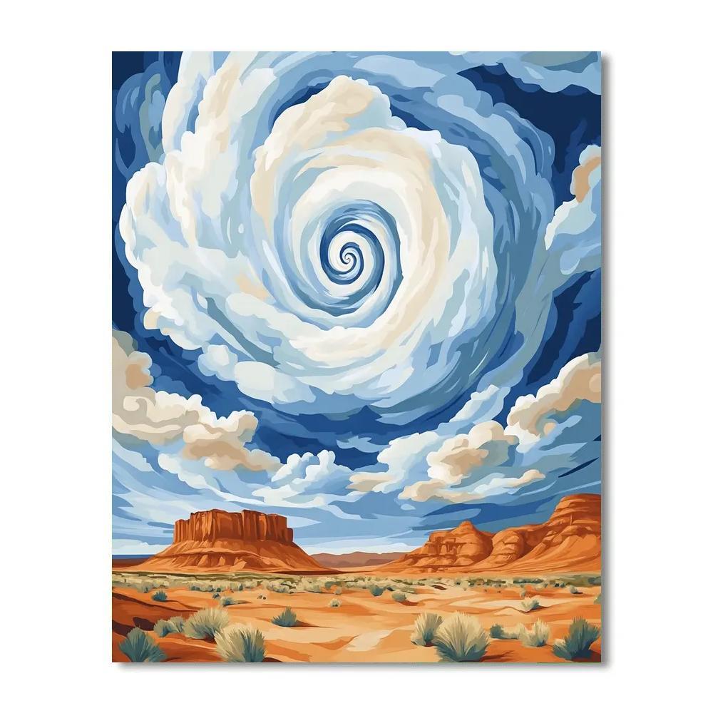 Georgia OKeeffe Inspired Sandstone Mesa With Spiral Cloud Vortex Paint by numbers kits