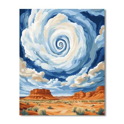Georgia OKeeffe Inspired Sandstone Mesa With Spiral Cloud Vortex Paint by numbers kits