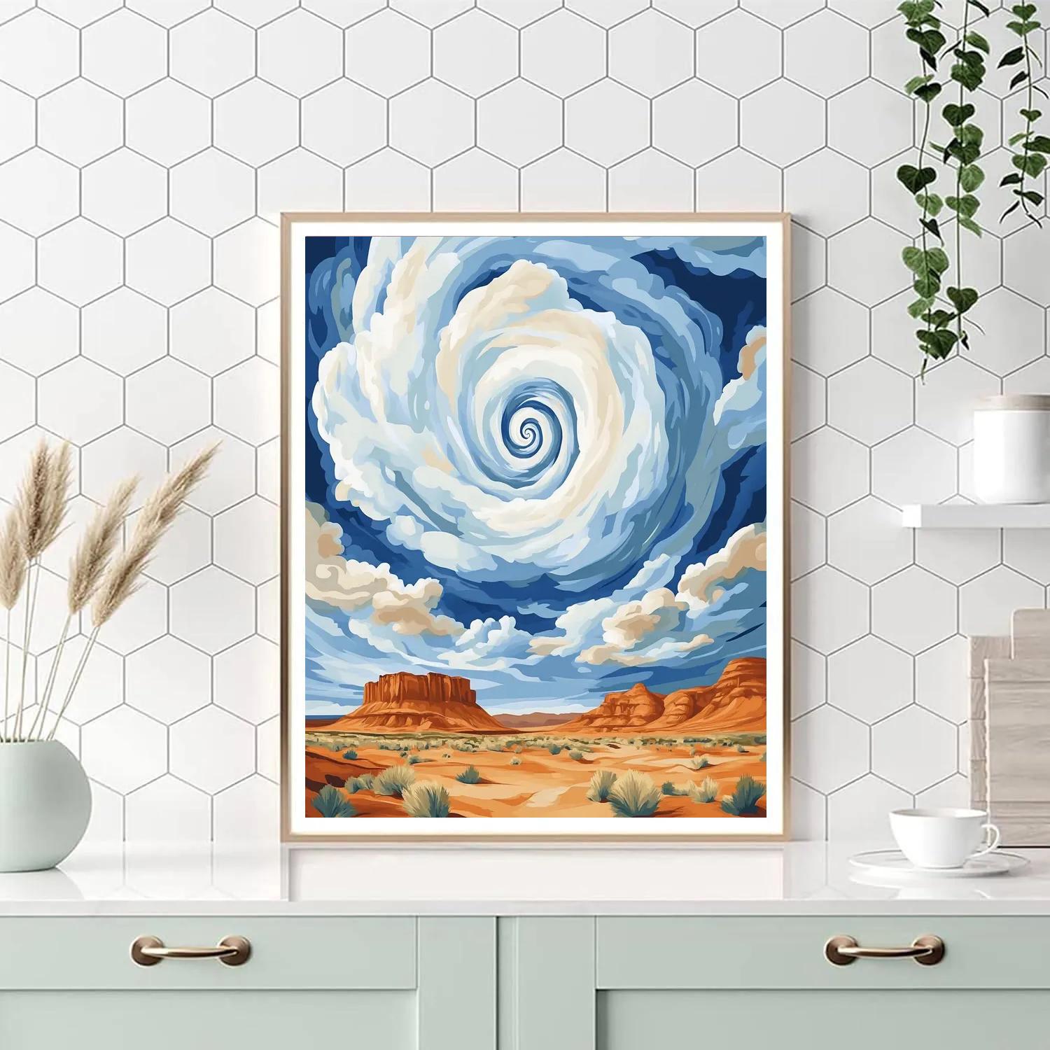 Georgia OKeeffe Inspired Sandstone Mesa With Spiral Cloud Vortex Paint by numbers kits