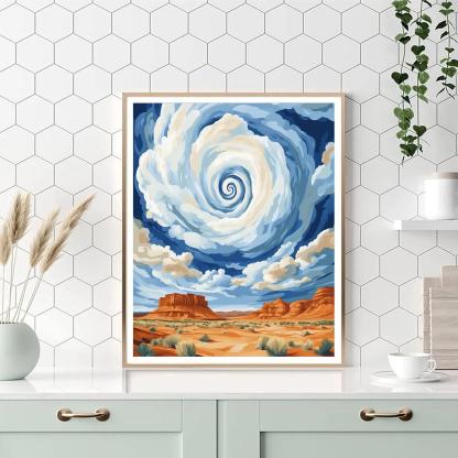 Georgia OKeeffe Inspired Sandstone Mesa With Spiral Cloud Vortex Paint by numbers kits