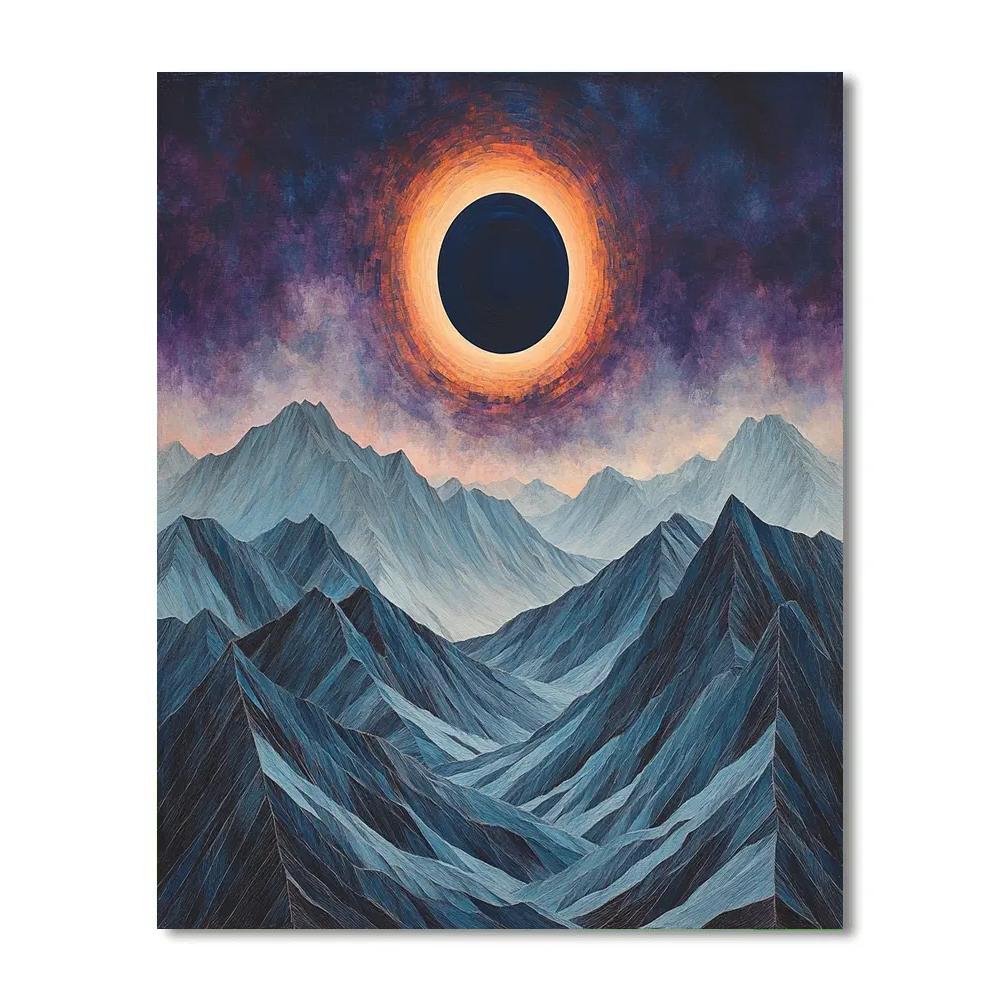 Frederick Varley Inspired Eclipse Glow Above Storm Shaped Mountains paint by number