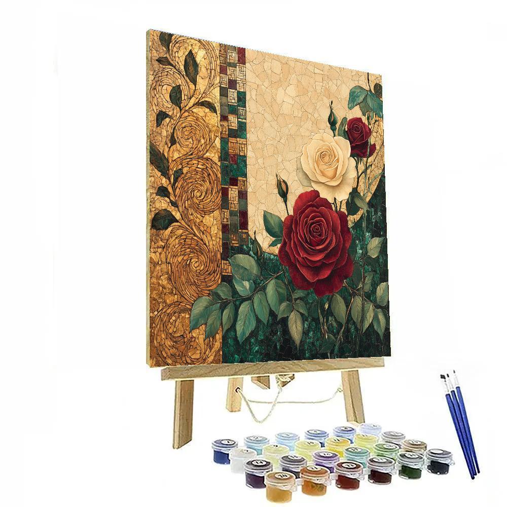 Gustav Klimt Inspired Golden Rose Garden Number painting