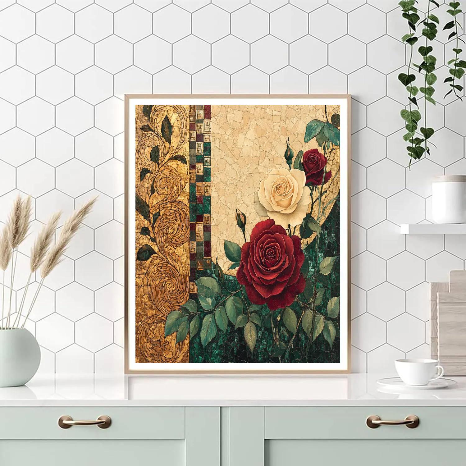 Gustav Klimt Inspired Golden Rose Garden Number painting