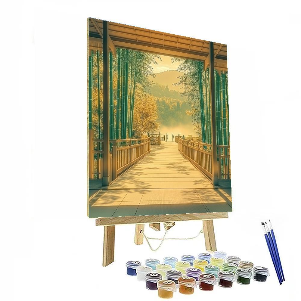 Bamboo Grove Path At Arashiyama Morning Kyoto Japan paint by number