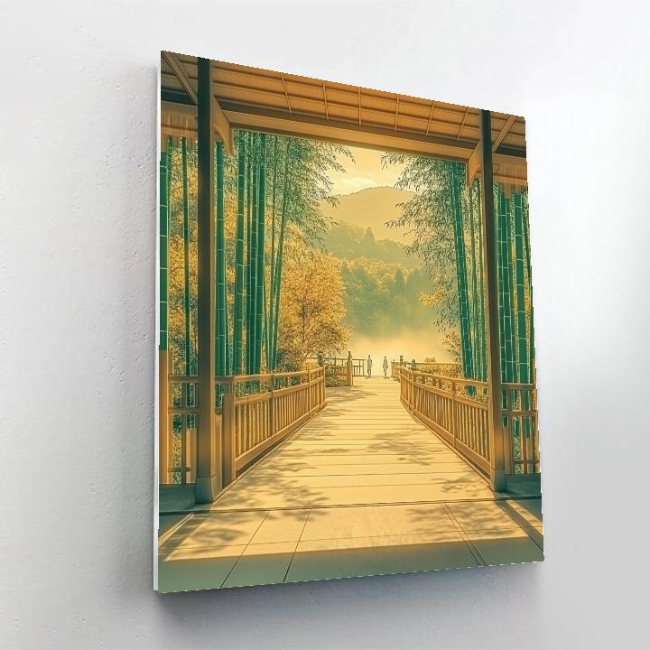 Bamboo Grove Path At Arashiyama Morning Kyoto Japan paint by number