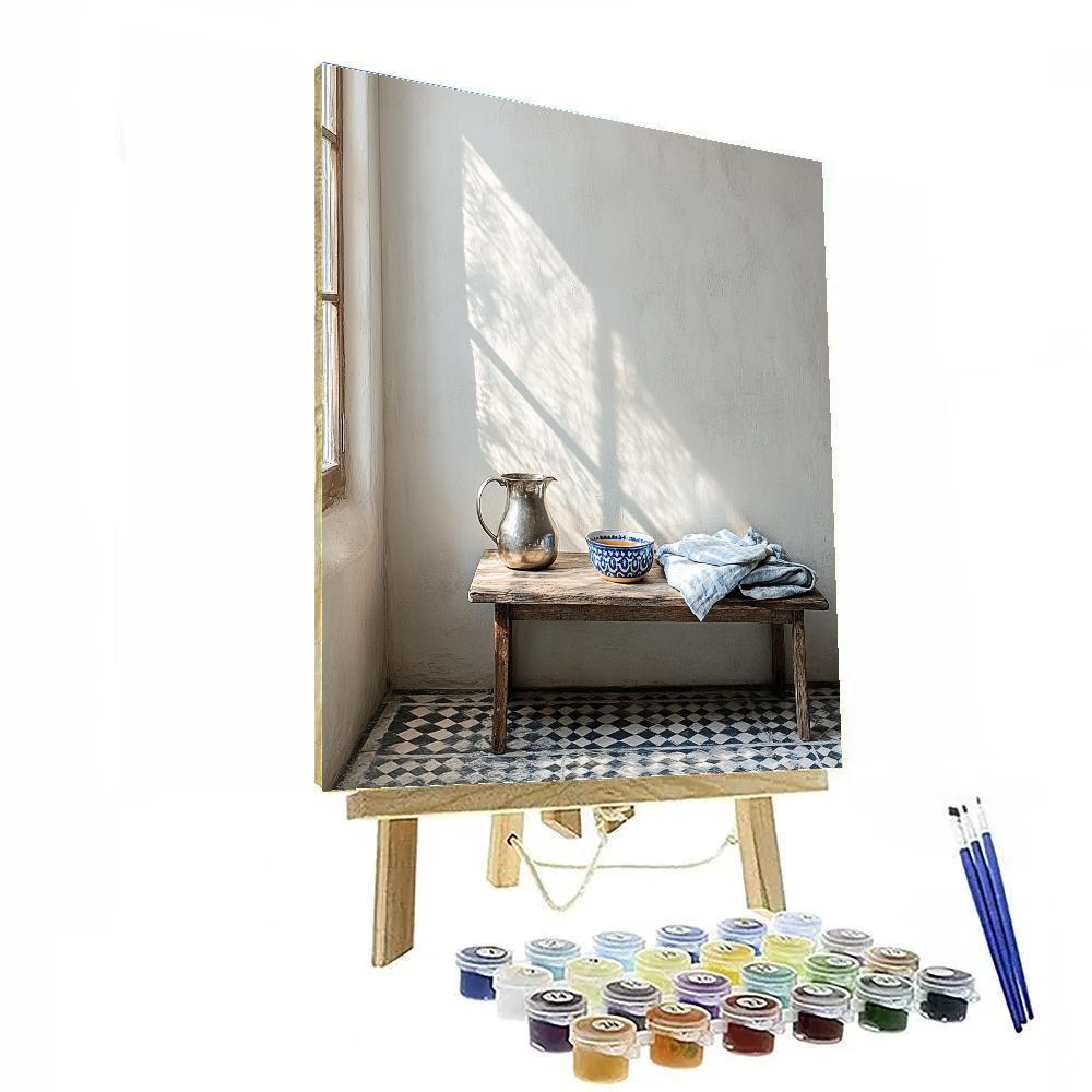 Johannes Vermeer Inspired Moonlit Delft Tiles And Silver Pitcher Number painting