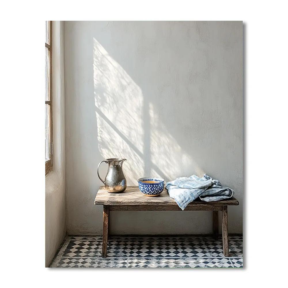Johannes Vermeer Inspired Moonlit Delft Tiles And Silver Pitcher Number painting