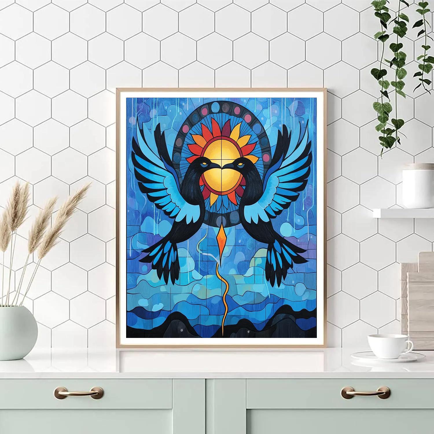 Norval Morrisseau Inspired Thunderbirds Of The Storm Circle painting number kit