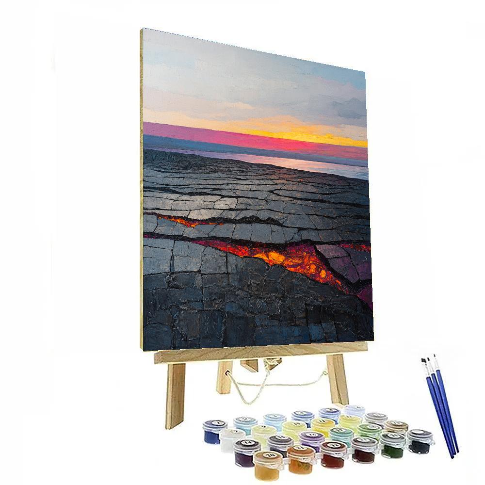 Jean-Paul Riopelle Inspired Volcanic Twilight Basalt Mosaic paint by numbers