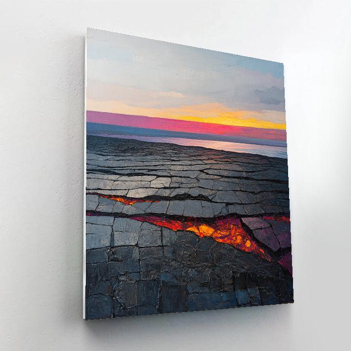 Jean-Paul Riopelle Inspired Volcanic Twilight Basalt Mosaic paint by numbers