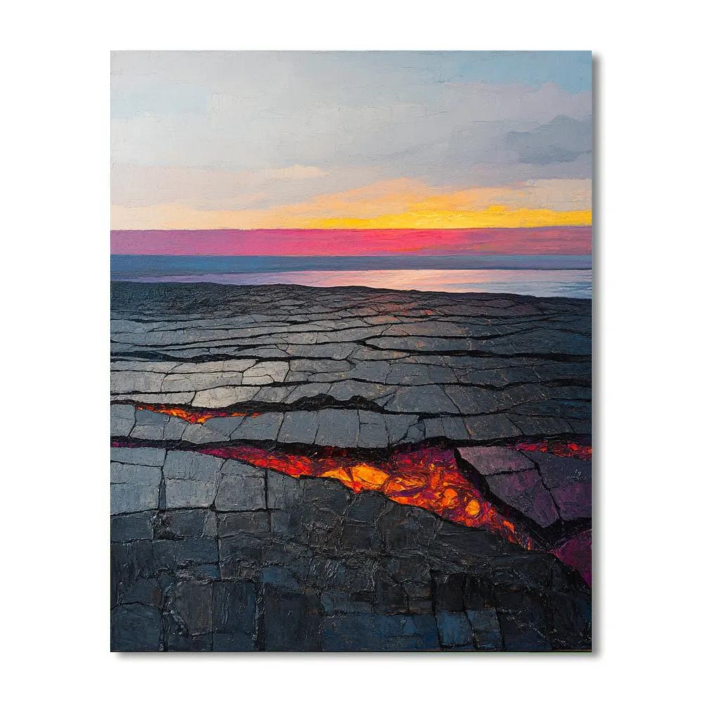 Jean-Paul Riopelle Inspired Volcanic Twilight Basalt Mosaic paint by numbers