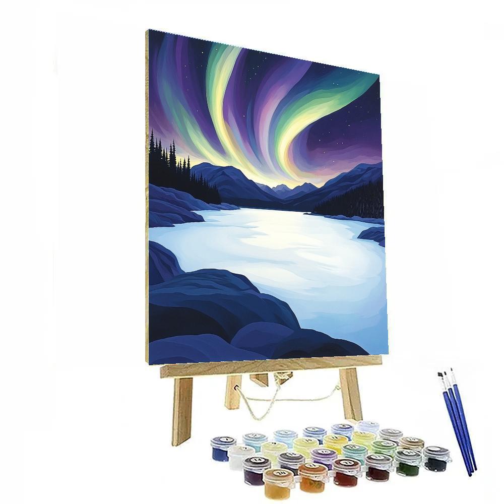 Lawren Harris Inspired Aurora Crown Over Icebound Lake Basin Number painting