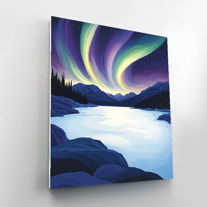 Lawren Harris Inspired Aurora Crown Over Icebound Lake Basin Number painting