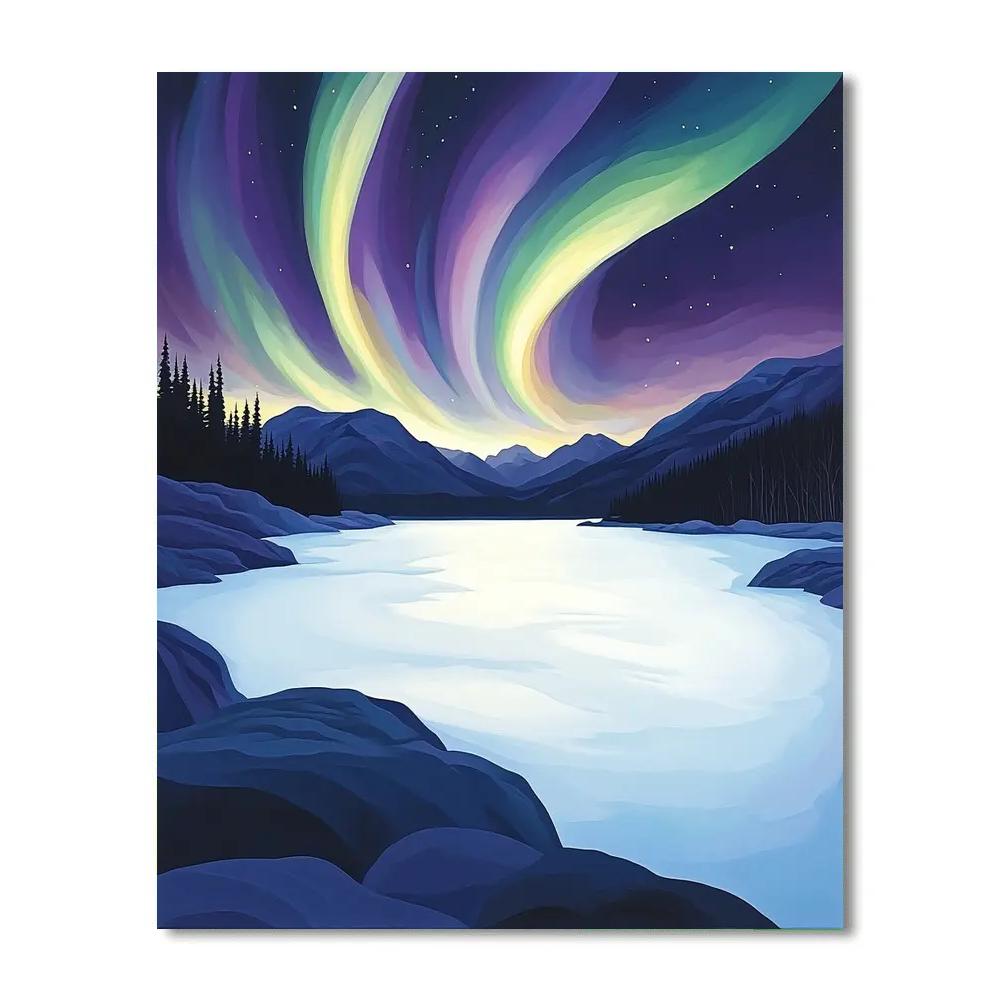 Lawren Harris Inspired Aurora Crown Over Icebound Lake Basin Number painting
