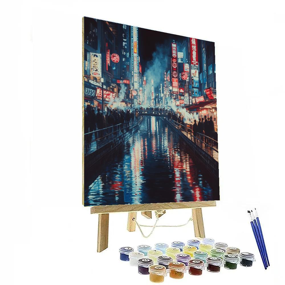 Night Market Glow At Dotonbori Canal Osaka Japan Numbered painting kits