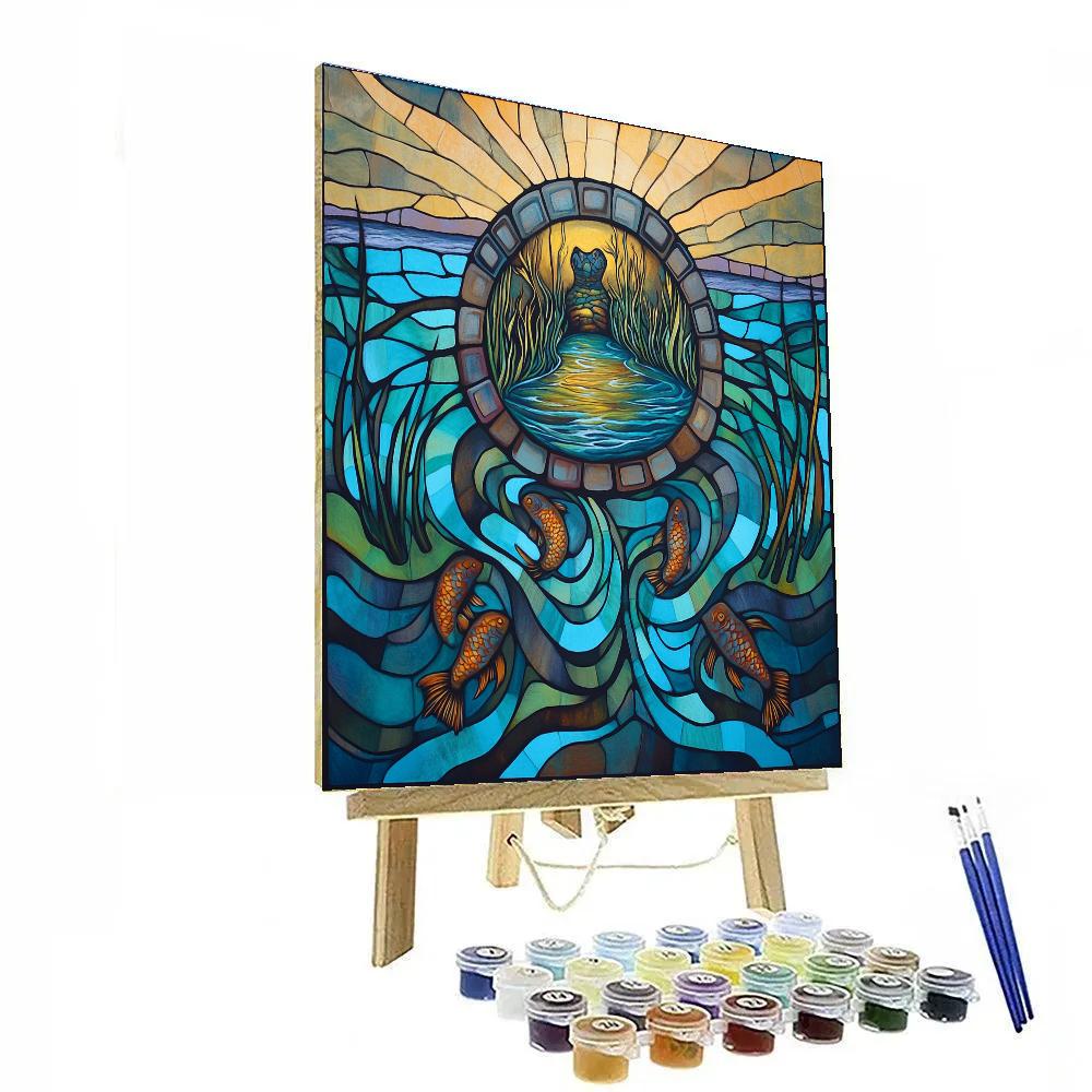 Norval Morrisseau Inspired Turtle Island Spring Waters paint by color