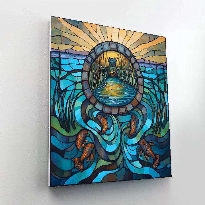 Norval Morrisseau Inspired Turtle Island Spring Waters paint by color