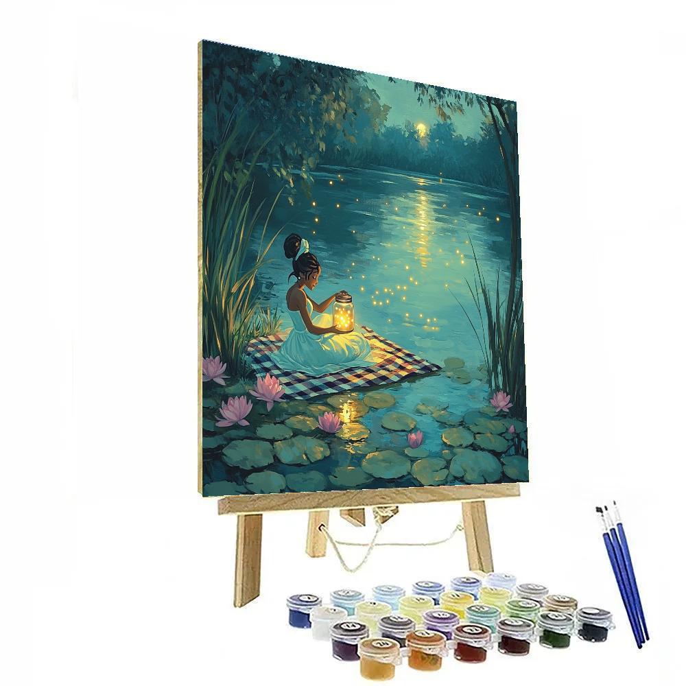 Princess Tiana Firefly Lantern Picnic Paint by numbers art