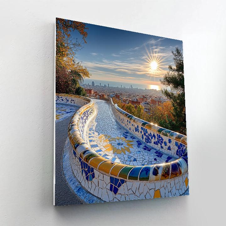 Cliffside City View From Parc Guell Terrace Barcelona Spain paint by numbers