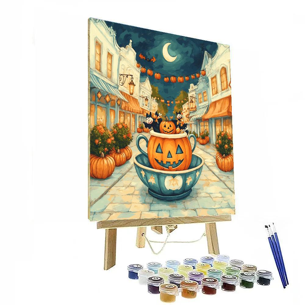 Haunted Teacup Parade On Main Street DIY paint by numbers