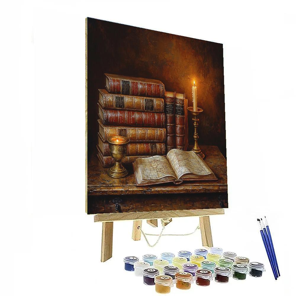 Rembrandt Inspired Candlelit Library Still Life Paint by numbers kits