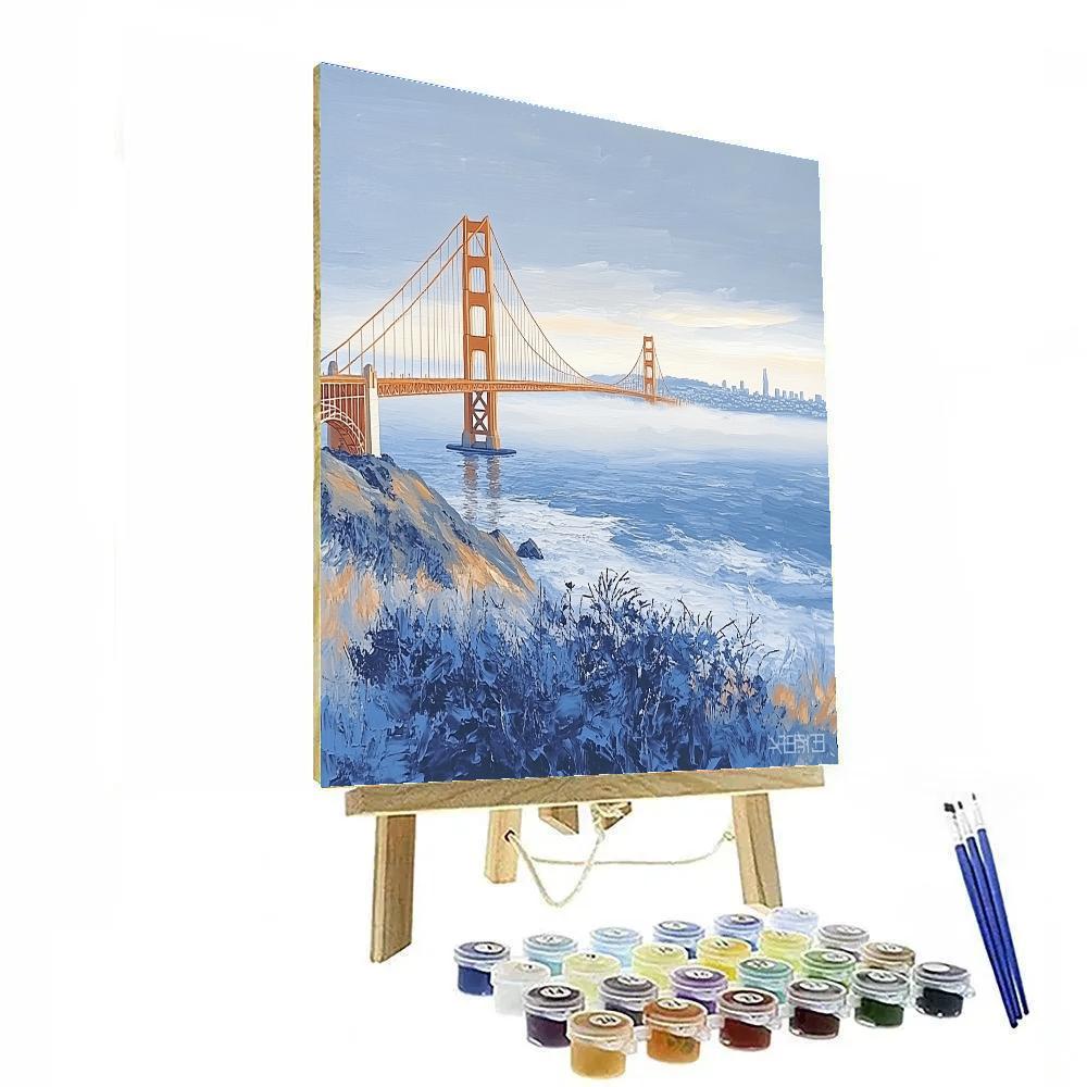 Foggy Morning At The Golden Gate Bridge Overlook San Francisco United States paint by color