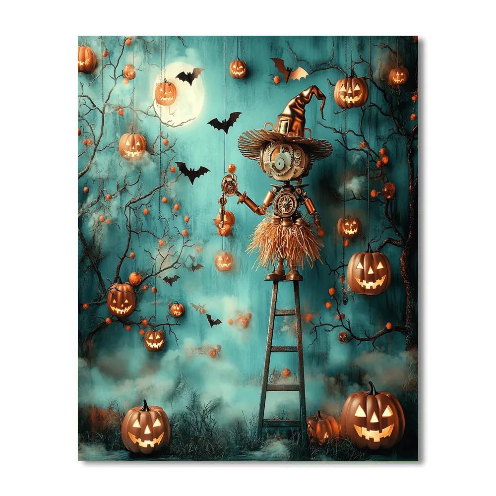 Clockwork Orchard With Haunted Lanterns paint by number