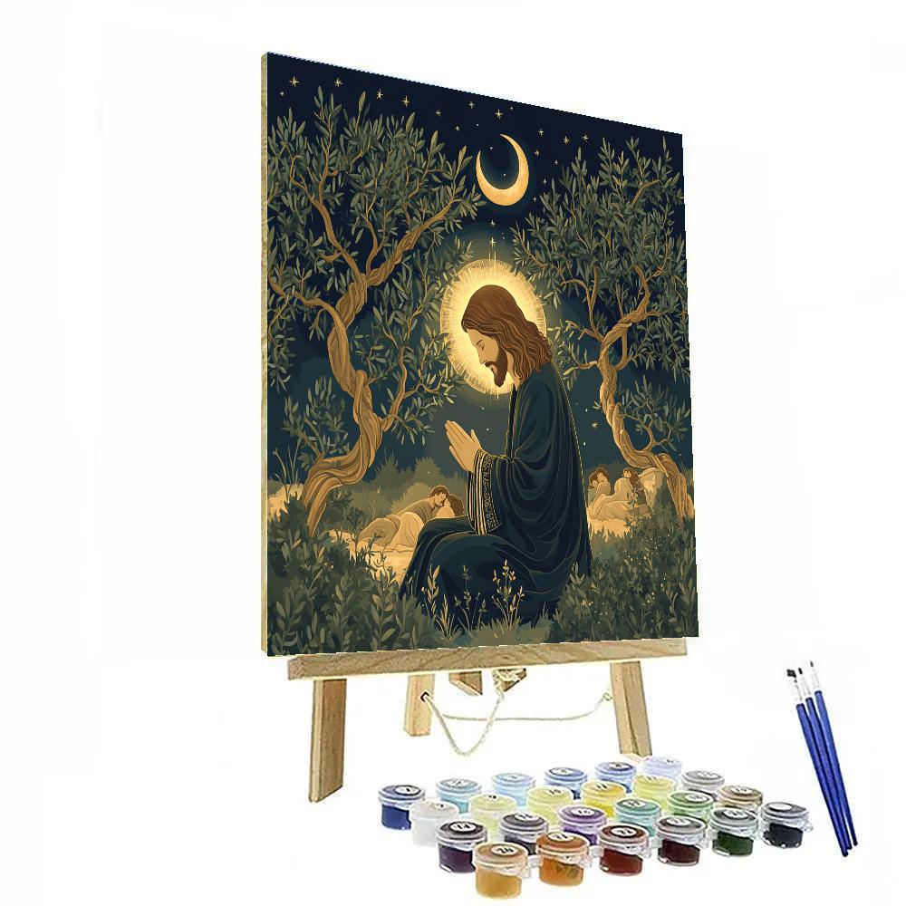 Jesus In The Garden Of Weathered Olives paint by numbers