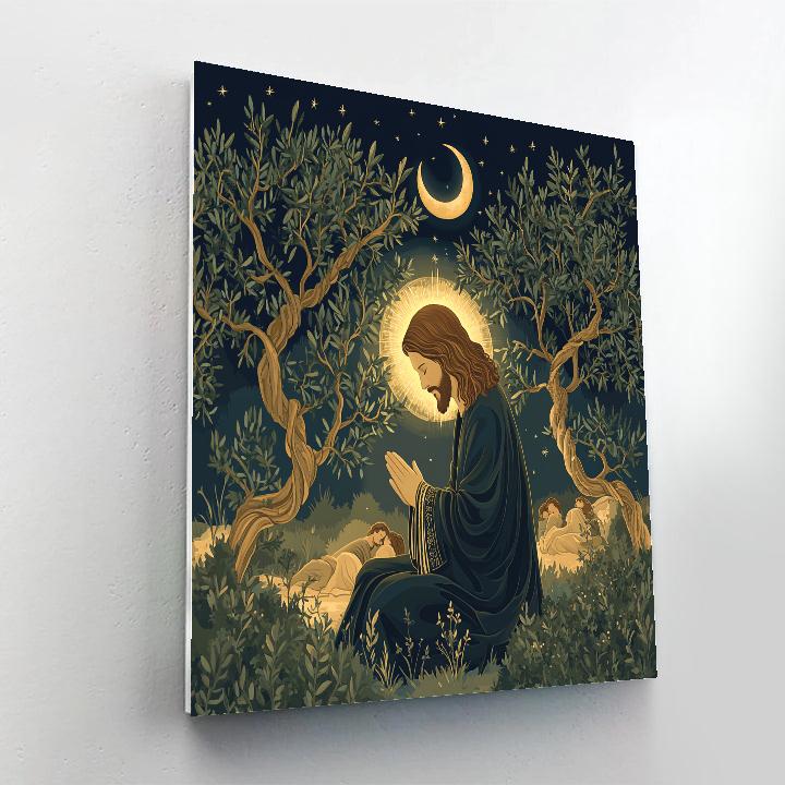 Jesus In The Garden Of Weathered Olives paint by numbers