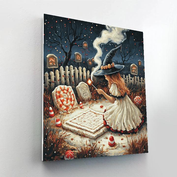 Marshmallow Cartography Spooky paint by number