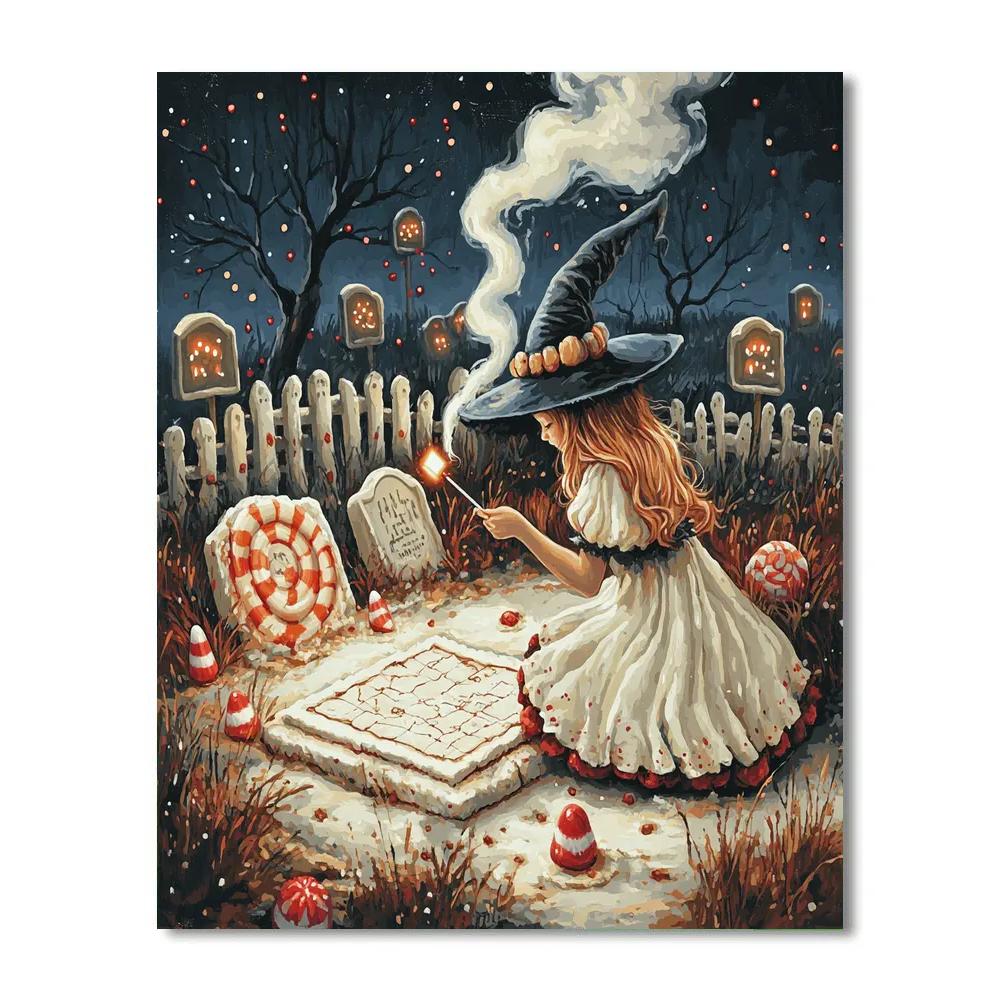 Marshmallow Cartography Spooky paint by number