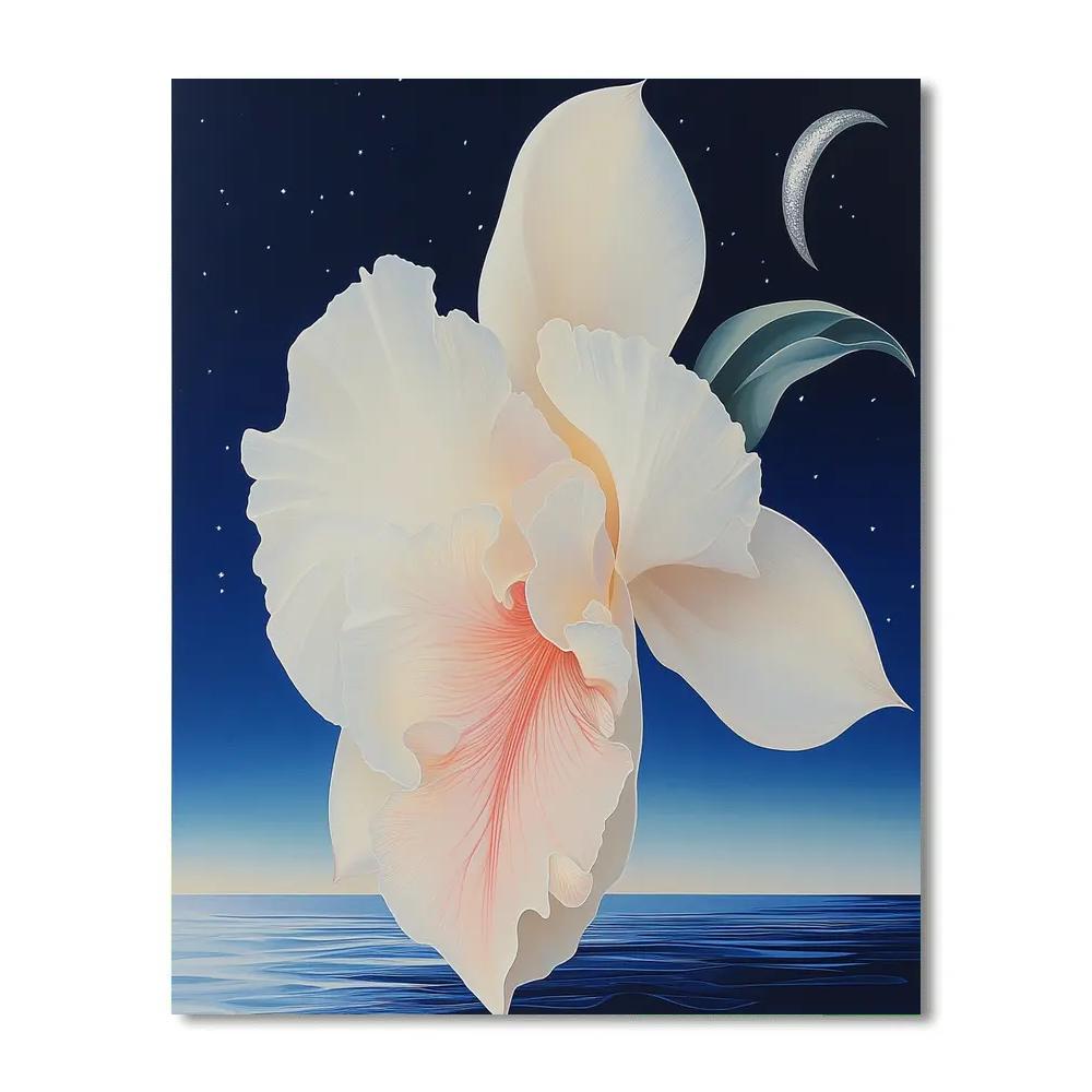 Georgia OKeeffe Inspired Orchid And Moon Numbered painting kits