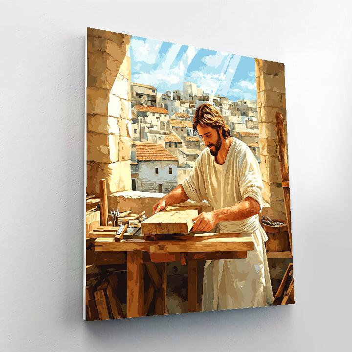 Carpenter Bench With Jesus At Dawn Paint by numbers art