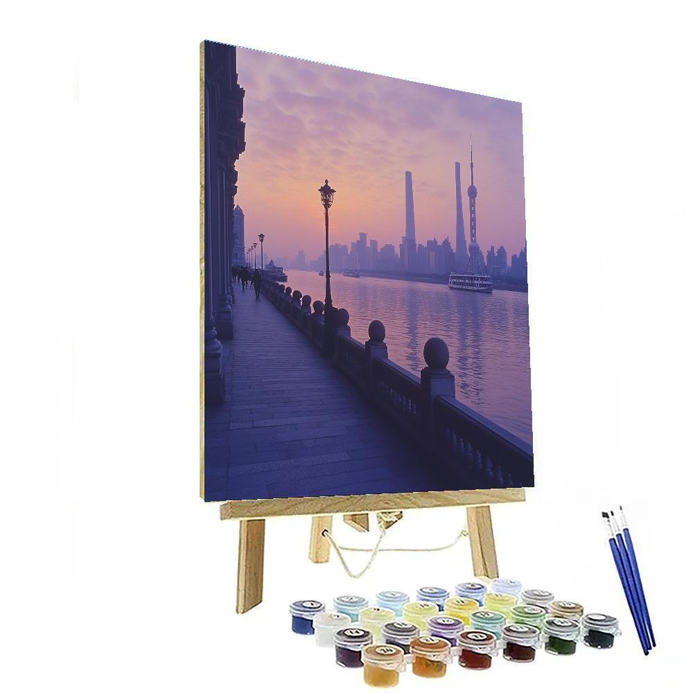 Skyline From The Bund At Dawn Shanghai China Paint by numbers art
