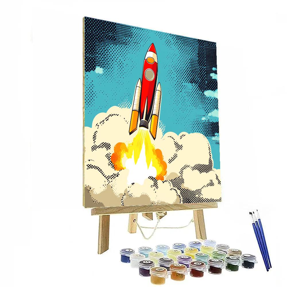 Roy Lichtenstein Inspired Rocket Launch Pop Art Paint by numbers art