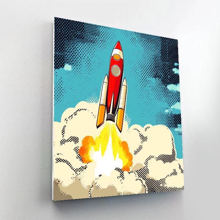Roy Lichtenstein Inspired Rocket Launch Pop Art Paint by numbers art