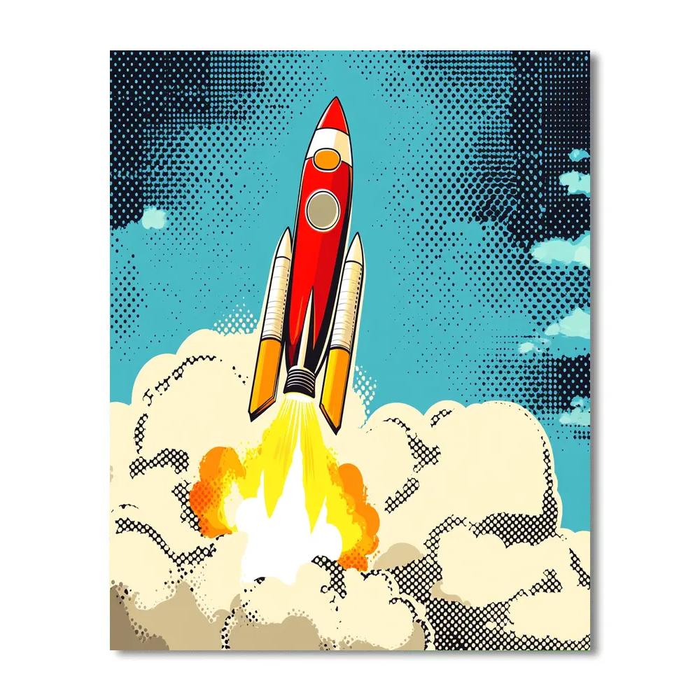 Roy Lichtenstein Inspired Rocket Launch Pop Art Paint by numbers art