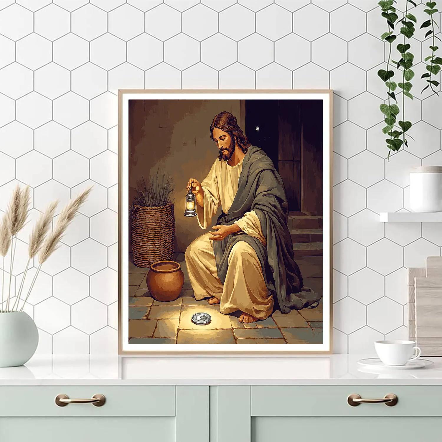 Jesus Of The Lost Coin Lantern Paint by numbers kits