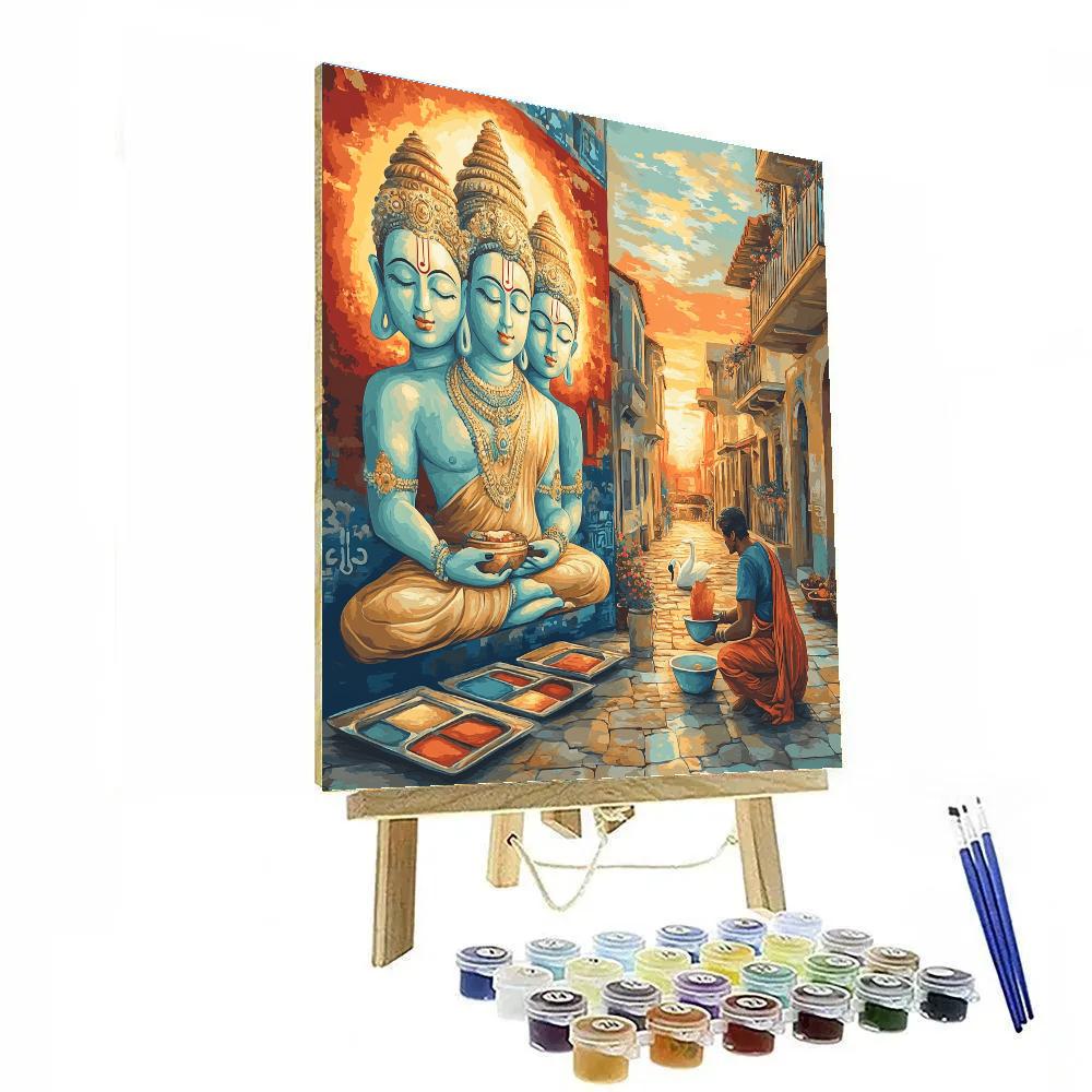 City Mural Of Brahma In Dawn Light paint by numbers