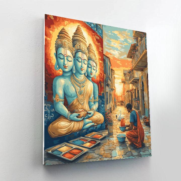 City Mural Of Brahma In Dawn Light paint by numbers
