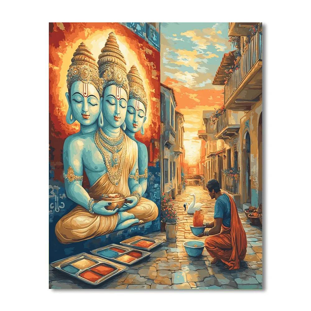 City Mural Of Brahma In Dawn Light paint by numbers