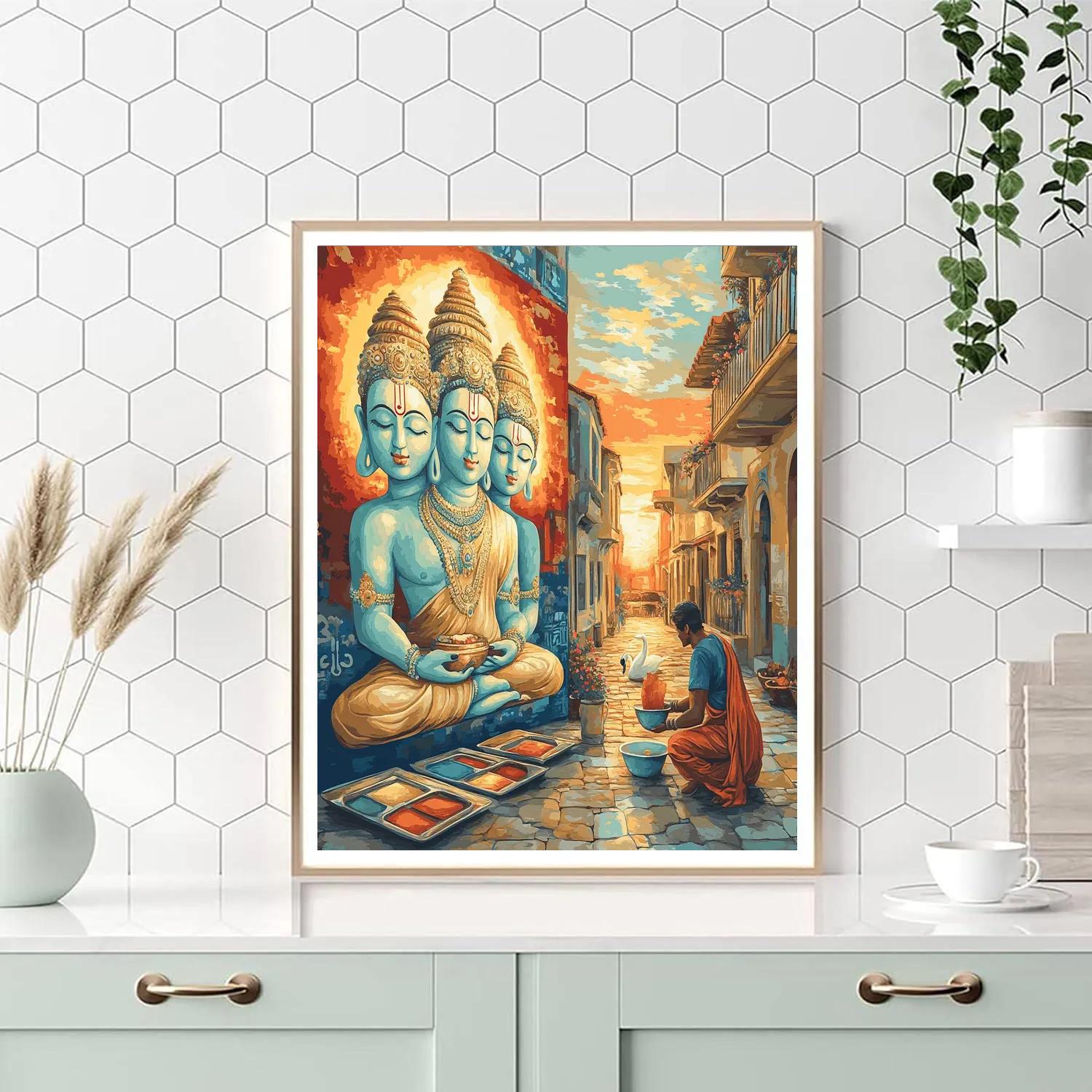 City Mural Of Brahma In Dawn Light paint by numbers