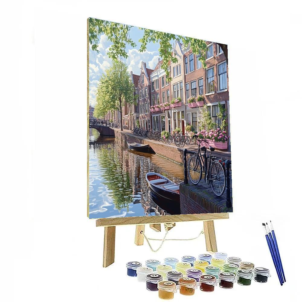 Canals And Bridges In The Jordaan On A Spring Morning Amsterdam Netherlands Number painting