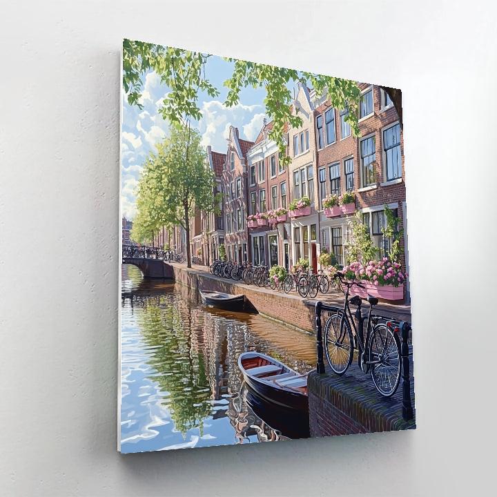 Canals And Bridges In The Jordaan On A Spring Morning Amsterdam Netherlands Number painting