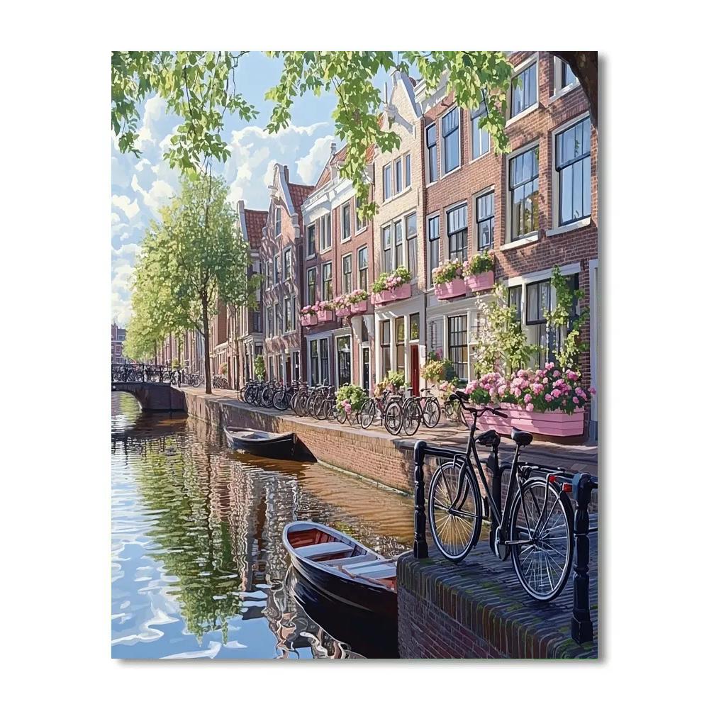 Canals And Bridges In The Jordaan On A Spring Morning Amsterdam Netherlands Number painting