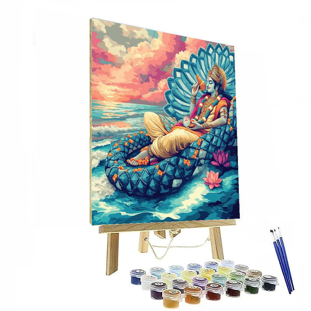 Vishnu On Ananta Above The Singing Ocean Paint by numbers kits