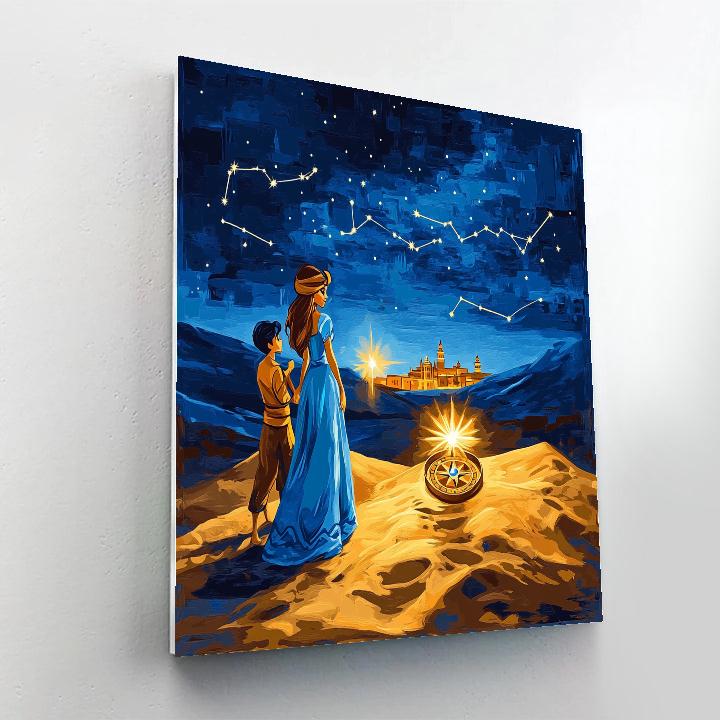 Princess Jasmine And Rajah Desert Star Compass Paint by numbers art